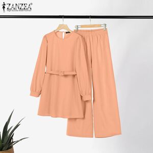 ZANZEA Fall Outfits Women Blouse and Pants Casual Two Piece Trousers Suit Set