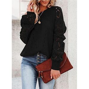 HERS Womens Fall Sweaters Fashion Crochet Long Sleeve Off The Shoulder Clothes Cute Crewneck Knit Pullover Jumper Tops