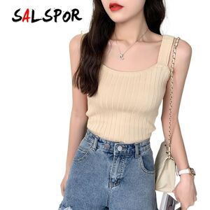 SALSPOR Women's Solid Color Sling Ice Silk Small Inner Base Knit Outer Wear Vest Top