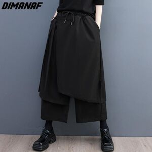 DIMANAF 2023 Plus Size Summer Capris Pants Women Elastic Pants Loose Casual Female Fake Two-Piece Shorts Trousers Pants 4XL