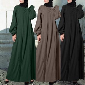 PYJYP Cosplay Women Solid Dubai Turkey Abaya Hijab Muslim Ruffles Dress Summer Autumn Long Sleeve Maxi Long Dress