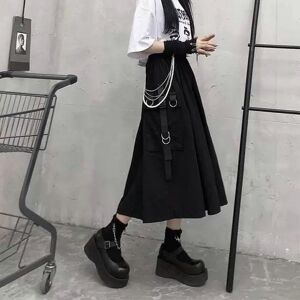 Trending Online 2022 Summer Black Long Skirt Women Harajuku Streetwear A-line Elegant Cargo Women's Skirt