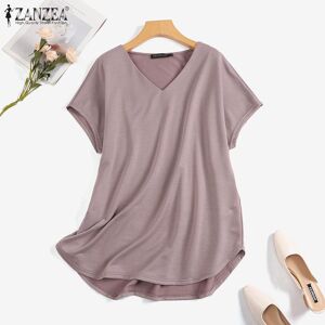 ZANZEA Women Casual V-neck Short Sleeve Summer T-shirt