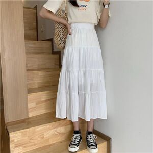 TQ Fashion Spring Summer Women Chiffon Skirts Vintage High Waist Elastic Patchwork White Black Chic Long Cake A-line Skirt for Student
