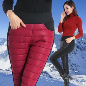 vinc Women Fashion Winter Plush Down Trousers Warm High Waist Long Pants
