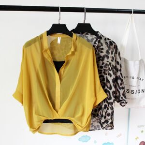 best items 2023 Loose Two Piece Set Leopard Chiffon Shirts Summer Half Sleeve V-Neck Women Casual Blouse Sexy Casual Striped Tops 19483