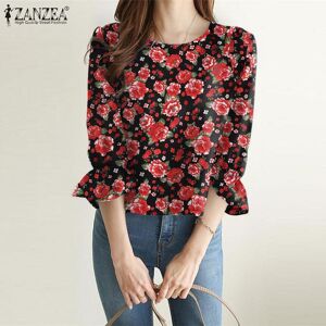 ZANZEA Floral Print Casual O-neck 3/4 Sleeve Summer Blouse