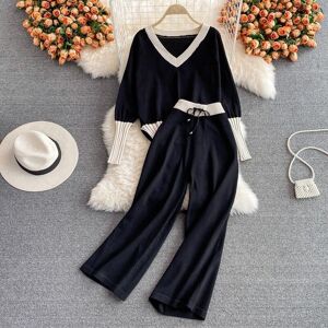Orgreeter Women Clothes Women Autumn Fashion Knitted Sweater Set Long Sleeve Pullovers Top+High Waist Long Pants Two Piece Knitwear Tracksuit