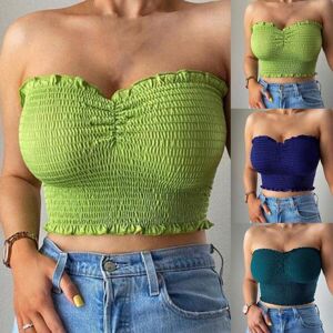 OverSize Costume Crop Top Low Cut Pleated Women Sleeveless Off Shoulder Backless Camisole