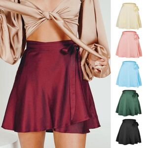 91530103MAC32JTX96 Summer Satin Wrap Skirt Womens Solid Color Mini High Waist Skirts  New  Fashion One-piece Lace Short Skirt