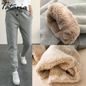 LOULOUAVO Large Size Pants Cashmere Harem Warm Pants for Women Winter Sports Pants Women High Waisted Pants