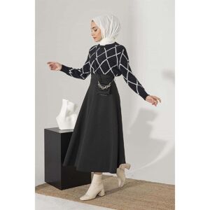 Palmiye Clothing & Footwear & Accessories Women's Puff Scuba Hijab Black Flared Skirt