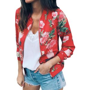 Westlife (SU)Womens Ladies Retro Floral Zipper Up Bomber Jacket Casual Coat Outwear