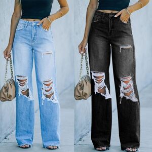 best do it 2023 Fashion Womens Baggy Cargo Jeans High Waist Wide Leg Pants For Women Streetwear Straight Trousers Vintage Hole Pant 25660