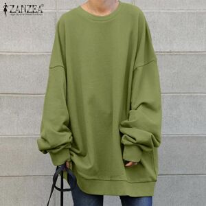 ZANZEA Oversized Sweatshirt Women Casual O-neck Long Sleeve Blouse Spring Pullover Tops