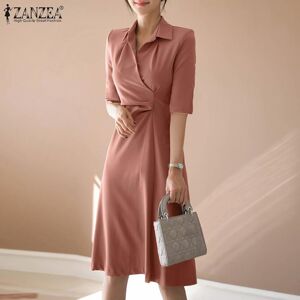 ZANZEA Women Casual V-neck Short Sleeve Summer Shirt Dress