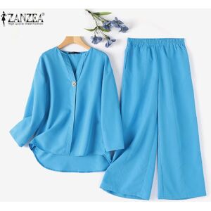 ZANZEA Women Casual Blouse and Pants Two Piece Trousers Suit Set