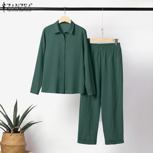 ZANZEA Cotton Outfits Womens Blouse and Pants Casual Two Piece Suit Set