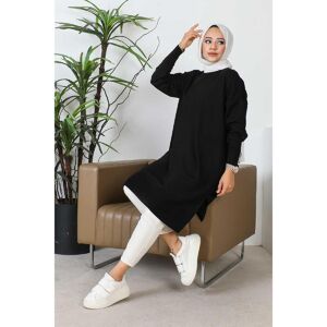 Palmiye Clothing & Footwear & Accessories Black Crew Neck Slit Knitwear Tunic