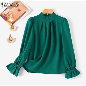 ZANZEA Women Casual Stand Collar Long Sleeve Loose Blouse