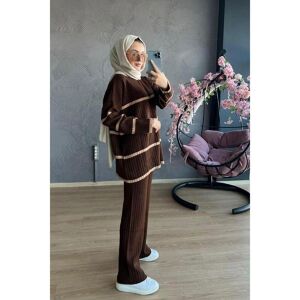 Palmiye Clothing & Footwear & Accessories Two Color Seasonal Thin Fabric Knitwear Suit Brown