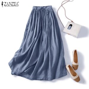 ZANZEA Womens Summer Casual Lace Up Loose Long Skirts