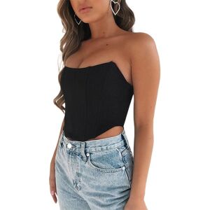 ZZS Women Sexy Bustiers Solid Color Off Shoulder Crop Tank Top Push Up Strapless Corsets