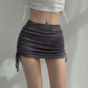 Fashion Lady Clothing Sexy High Waist Drawstring Elastic Short Skirt Women Summer Fake Two-piece Mini Short Skirt