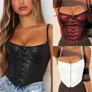 TXW11SS Women Low Cut Corset Crop Top Punk Rock Camisole Party Outfits Casual Wear