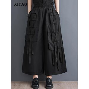 XITAO Solid Color Patchwork Loose Pleated Wide Leg Pants DMJ1135