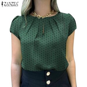 ZANZEA Women Print Casual O-neck Short Sleeve Summer Blouse