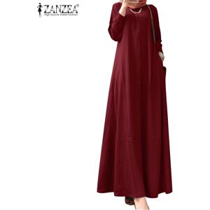 ZANZEA Spring Loose Casual O-neck Long Sleeve Women Dress