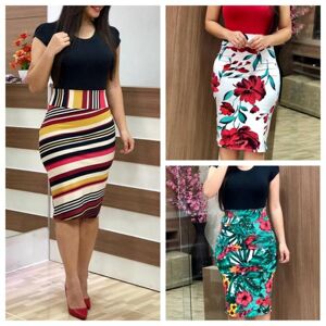 Fashion Lady Clothing Retro Women's O-Neck Pencil Dress Short-Sleeved Floral Print Midi Dress