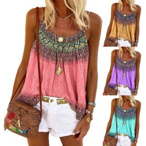 OverSize Costume Casual Women Sleeveless Gradient Color Printed Loose Camisole Beach Blouse Top