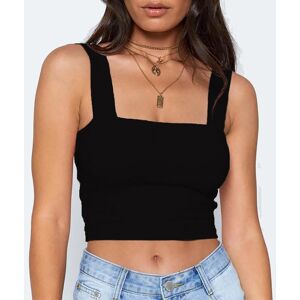 Dozw Square Neck Sleeveless Summer Crop Top White Women Black Casual Basic T Shirt Off Shoulder Cami Sexy Backless Tank Top