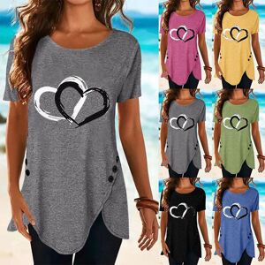 Pet supplies1 Womens Plus Size Summer Tunic Tops Short Sleeve T-shirt Ladies Button Blouse Tee