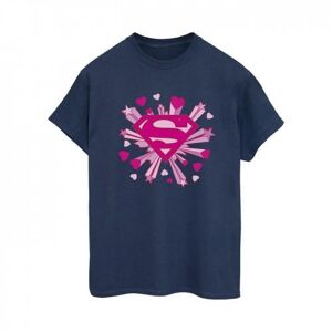 DC Comics Womens/Ladies Superman Pink Hearts And Stars Logo Cotton Boyfriend T-Shirt