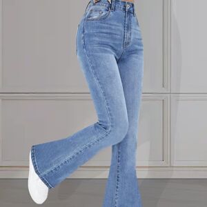 Temu High Stretch Casual Bootcut Jeans, Slant Pockets Whiskering Denim Pants, Women's Denim Jeans & Clothing Sky Blue XS(2)