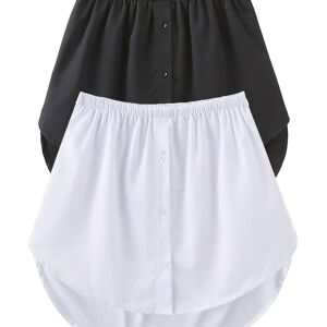 Temu 2 Packs Solid Color Curved Hem Skirt, Women's Clothing Royal Blue+White S(4)