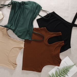 Temu 4 Pack Crop Tops, Sexy Casual Crop Tops For Summer, Women's Clothing Mixed Color XS(2)