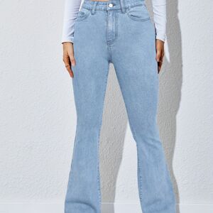 Temu High Waist High Strech Light Blue Bootcut Jeans, Zipper Button Closure Flare Leg Causal Denim Pants, Women's Denim Jeans & Clothing Light Blue XS(2)