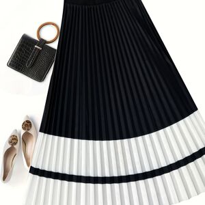 Temu Women's Elegant Pleated Skirt, Casual Style, Perfect For Home And Streetwear, Women's Mid-length Skirt Black S(4)