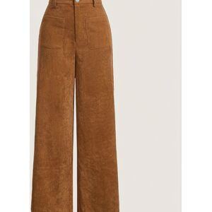 Temu Solid Corduroy Straight Leg Pants, Vintage Patched Pocket Loose Pants, Women's Clothing Bronze M(6)