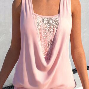 Temu Sequin Decor Ruched Tank Top, Casual Summer Sleeveless Top, Women's Clothing Pink XL(12)