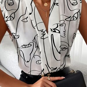 Temu Abstract Painting Print Shirt, Sexy V Neck Sleeveless Casual Top For Spring & Summer, Women's Clothing Multicolor XL(12)
