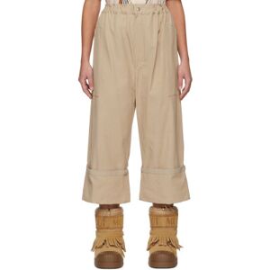 Moncler Genius Beige Gabardine Cuffed Trousers  - 2A3 Khaki - Size: IT 42 - female