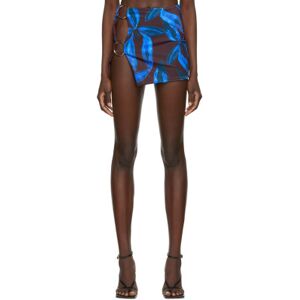 Louisa Ballou Brown & Blue Double Ring Miniskirt  - Blue Orchid - Size: Extra Small - female