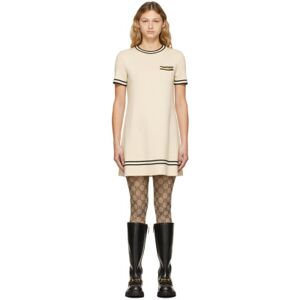 Gucci Off-White Wool Horsebit Dress  - 9087 GARDENIA/BLACK - Size: Large - female