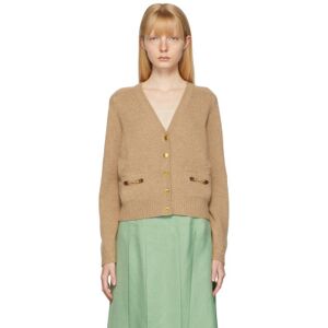 Gucci Tan Cashmere Horsebit Cardigan  - 2184 CAMEL/MIX - Size: Large - female