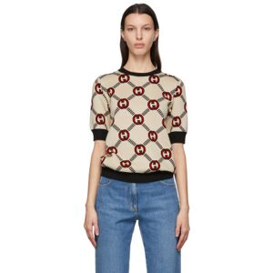 Gucci Beige Reversible Interlocking G Wool Sweater  - 9194 ALMOND/BLACK/MC - Size: Large - female